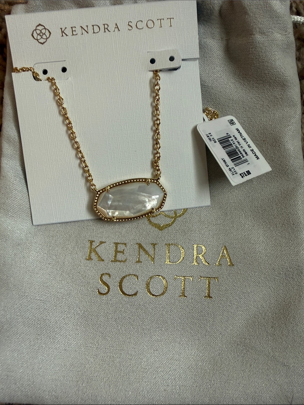 Kendra Scott Gold Statement Necklace with White/Cream Stone